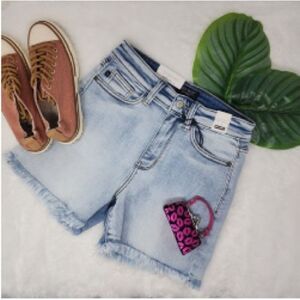 Judy Blues light denim fray hem cut off dad shorts